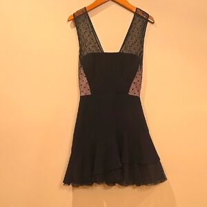 BCBG Black Sleeveless Dress Dotted Swiss Size 0